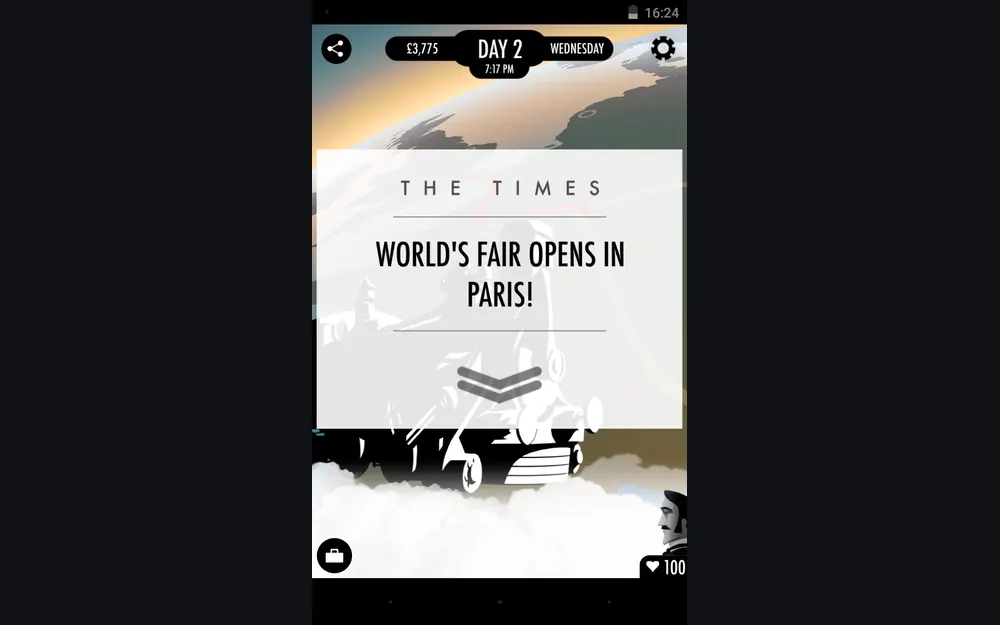 Jornal do jogo a anunciar a abertura da Exposição Universal em Paris, ao segundo dia de viagem